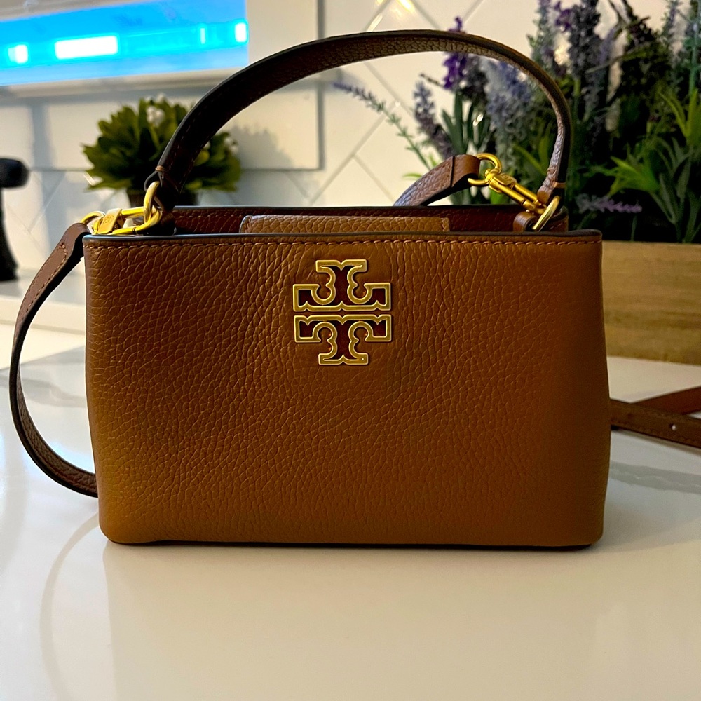 Tory Burch Brown Leather Bag with Gold Accents
